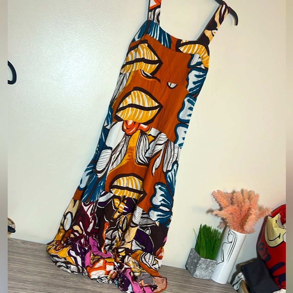 1. State Floral Leaf Sleeveless Maxi Tank Dress Large